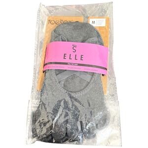 ToeSox Elle Grip Socks Women Medium Gray Full Toe Yoga Pilates Barre New